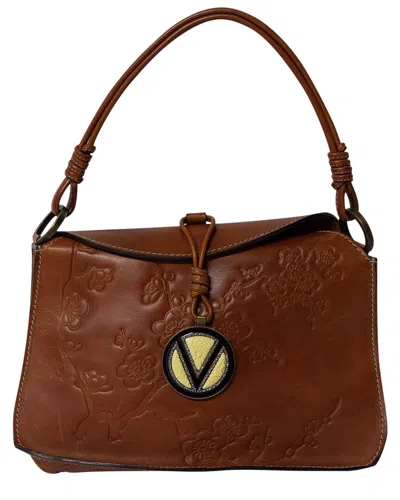 Valentino Garavani Valentino Brown Leather Flower Embossed Hobo Bag (authentic Pre-loved)