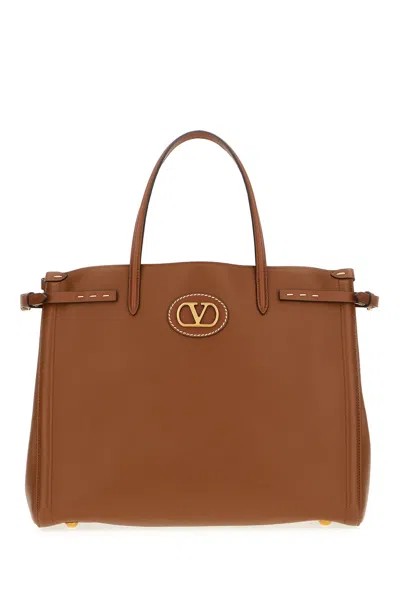 Valentino Garavani Brown Leather Handbag In Tabacco