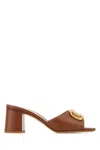 Valentino Vlogo 60 Leather Slides In Brown