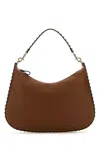 Valentino Brown Leather Hobo Rockstud Shoulder Bag