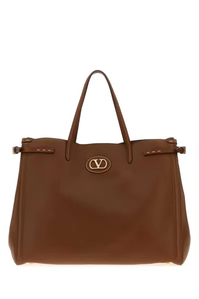 Valentino Garavani Brown Leather Larghe Antibes Shopping Bag
