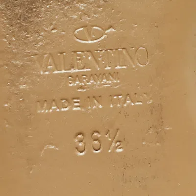 Pre-owned Valentino Garavani Brown Leather Rockstud Ankle Strap Thong Sandals Size 36.5