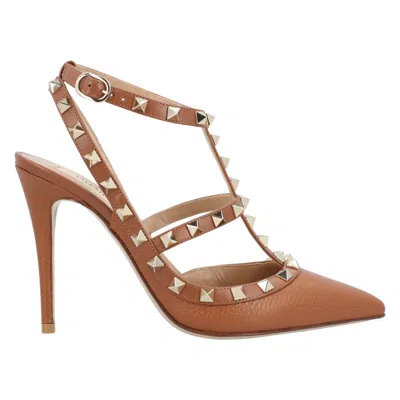 Valentino Garavani Valentino Brown Leather Rockstud Pumps