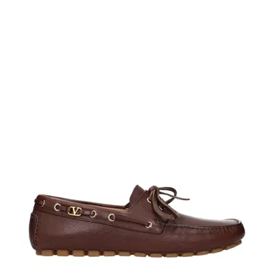 Valentino Garavani Brown Leather Slip-on Loafers
