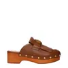 Valentino Brown Leather Slippers In Brown