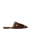 Valentino Brown Suede Plaster Caster Mules In Brown