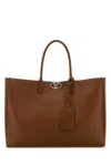 Valentino Brown Leather Vlogo Shopping Bag In Brown
