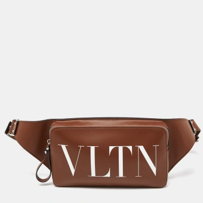 Pre-owned Valentino Garavani Brown Leather Vltn Belt Bag
