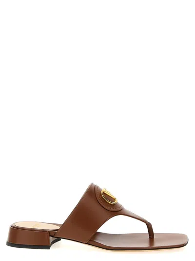 VALENTINO GARAVANI BROWN LOGO SIGNATURE SANDALS