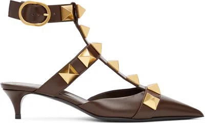 Valentino Garavani Brown Medium Roman Stud Heels In Kg8 Fondant