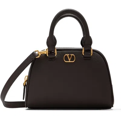 Valentino Garavani Brown Mini Vlogo Signature Bowling Bag
