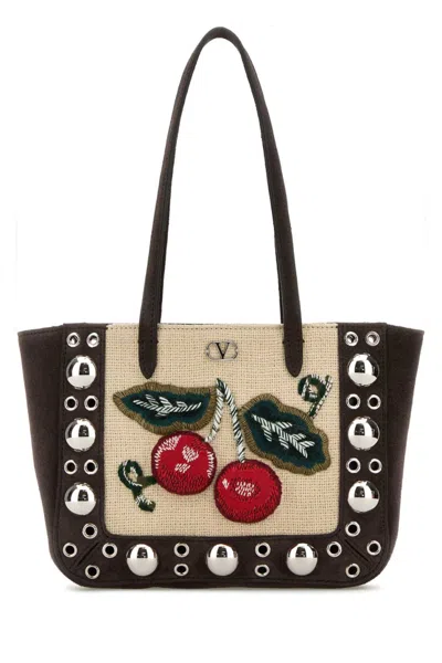 Valentino Garavani Brown Nellcote Embroidered Tote