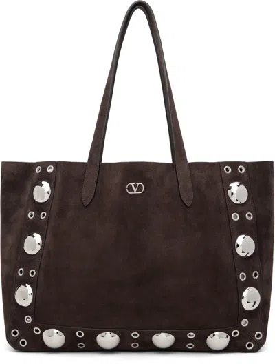 Valentino Garavani Brown Nellcote Large Suede Shopping Bag