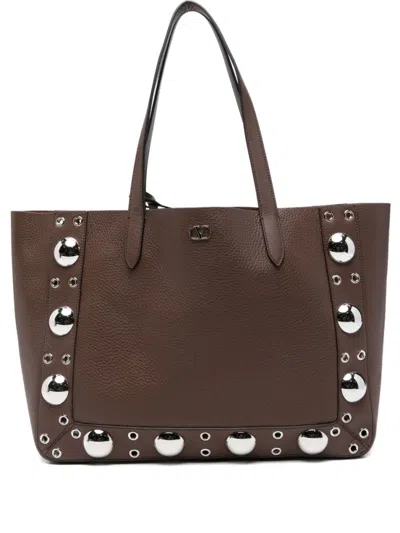 VALENTINO GARAVANI BROWN NELLCOTE MEDIUM TOTE