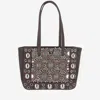 Valentino Mini Tote Bag With Rivets And Mirrors In Brown