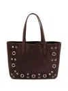 Valentino Luxe Suede Tote Bag With Metal Eyelets In Brown