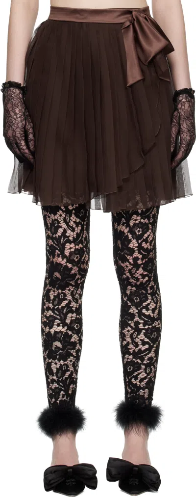 Valentino Pleated Midi Skirt In Brown