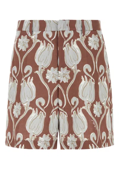 Valentino Brown Printed Bermuda Shorts