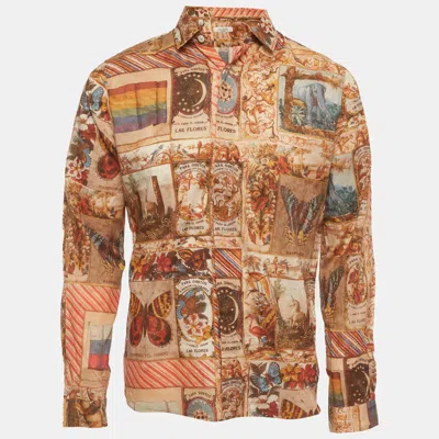 Pre-owned Valentino Brown Printed Cotton Shirt M