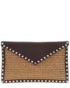 Valentino Brown Raffia Large Rockstud Clutch (authentic Pre-loved)