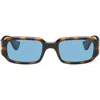 Valentino Brown Rectangular Acetate Sunglasses In Brown