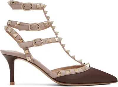 Valentino Garavani Brown Rockstud Caged Heels