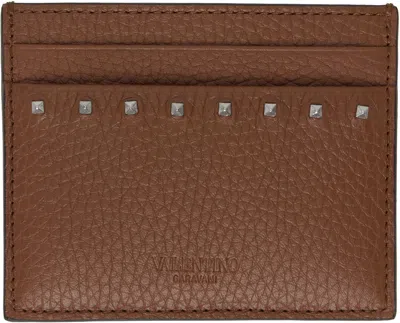 Valentino Garavani Brown Rockstud Card Holder