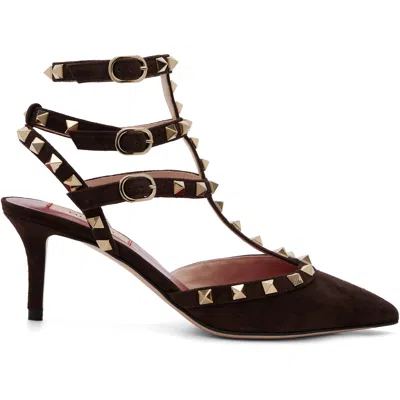 Valentino Garavani Brown Rockstud Heels In 0to Testa Di Moro