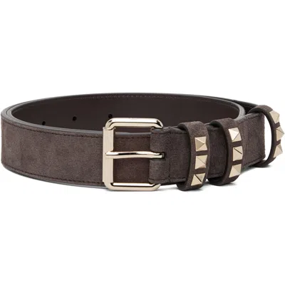 Valentino Garavani Brown Suede Leather Regular Belt