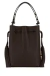 Valentino Garavani Chocolate Leather Vlogo Signature Bucket Bag In Brown