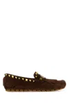 Valentino Brown Split-leather Plaster Caster Loafers In Brown