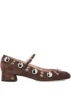 Valentino Stylish Block Heel Round Toe Pumps In Brown