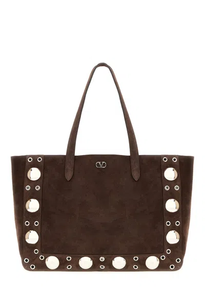 Valentino Garavani Brown Suede Shopping Bag