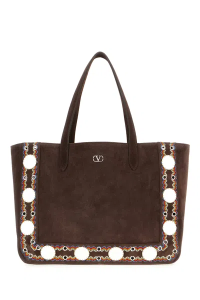 Valentino Garavani Brown Suede Shopping Bag