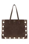 Valentino Brown Suede Shopping Bag In Testa Di Moro