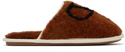 Valentino Garavani Brown Ta Chambre Wool Slippers