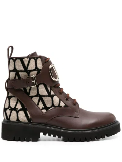 VALENTINO GARAVANI TOILE ICONOGRAPHE LEATHER BOOTS - WOMEN'S - LEATHER