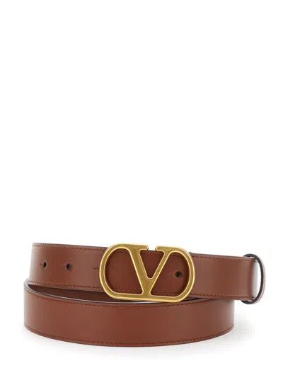 Valentino Garavani Brown Vlogo Buckle Belt