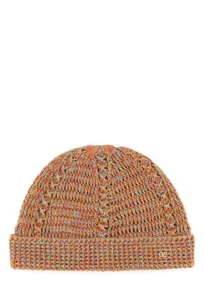 VALENTINO GARAVANI BROWN VLOGO SIGNATURE BEANIE HAT