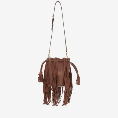 Valentino Garavani Brown Vlogo Signature Bucket Bag