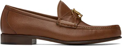 Valentino Garavani Brown Vlogo Signature Buffalo Loafers In N58 Tobacco