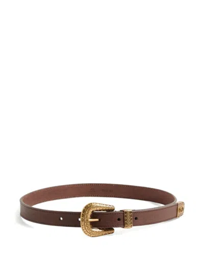 Valentino Garavani Vlogo Signature Leather Belt In Brown