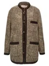 Valentino Crewneck Jacket Contrast Trim In Brown