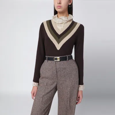VALENTINO VALENTINO | BROWN/BEIGE WOOL SWEATER