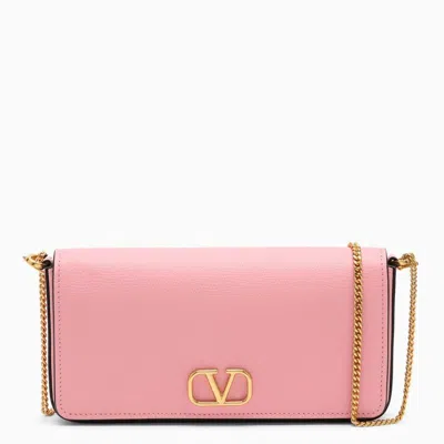Valentino Garavani Bubble Pink Leather Shoulder Handbag For Women