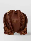 Valentino Bucket Bag Leather Fringe Detailing In Orange