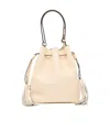 Valentino So Seau Tassel Leather Bucket Bag In Cream-white