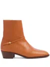 Valentino Pat Ankle Boot In Kidskin In Brown