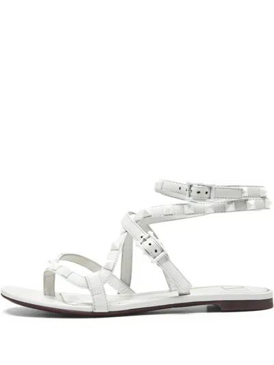 Pre-owned Valentino Garavani Buckle-fastening Flat Sandals In White