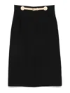 Valentino Garavani A-line Skirt With Leather Details And Buckle Closure In Black